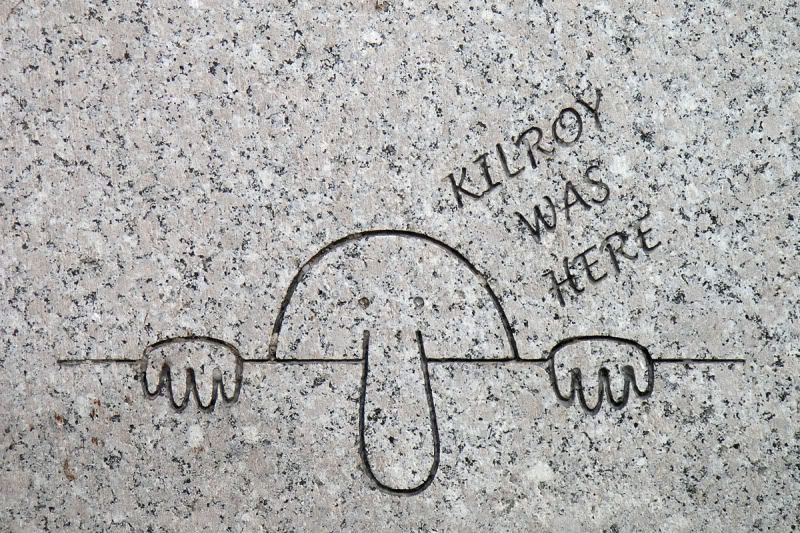 Kilroy as Engraved on the WWII Memorial, Washington DC