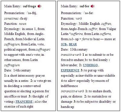 suffrage is NOT a culinary term