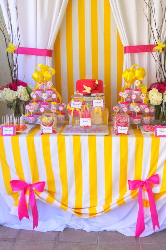 pink and yellow butterfly girl theme party ideas kids birthday party http://www.frostedevents.com DC MD VA