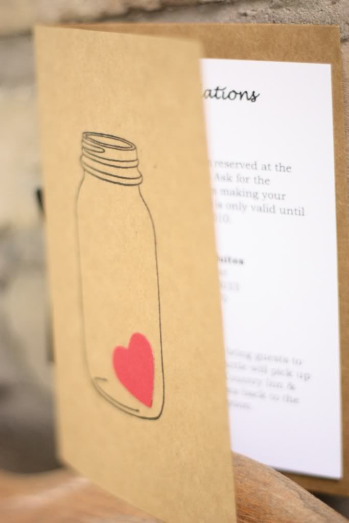 The adorable mason jar is actually a stamp and the red hearts were cut out 