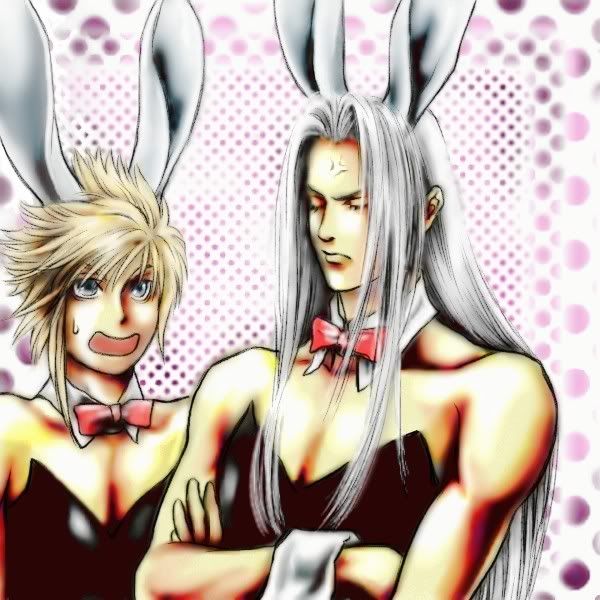 sephandcloudbunnies.jpg Cloud and Sephiroth in playboy outfits. image by SilentAngel-42