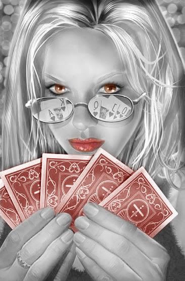 poker player lady with glasses
