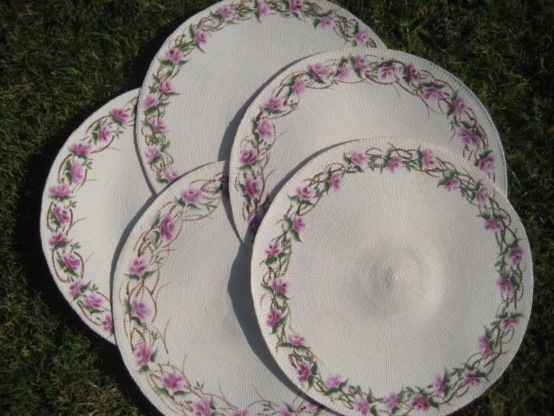 Painted rose border on placemats