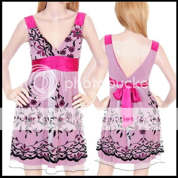 WHITE & FUCHSIA Padded Cocktail Dress w/ Floral Print  