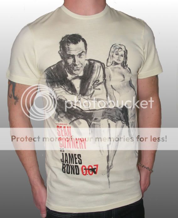 Mens James Bond 007 retro style vintage new T shirt top  