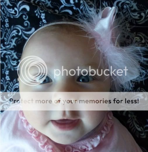   damask baby girl headband marabou feathers bow infant rhinestone NEW